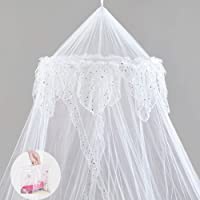 BALDAQUINO PARA PRINCESAS – Hermoso baldaquino blanco con lentejuelas plateadas para niñas – Accesorios para dormitorio…